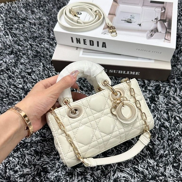 Cheap Bag D-Joy Micro White Cannage Lambskin Lady 0816 Luxury